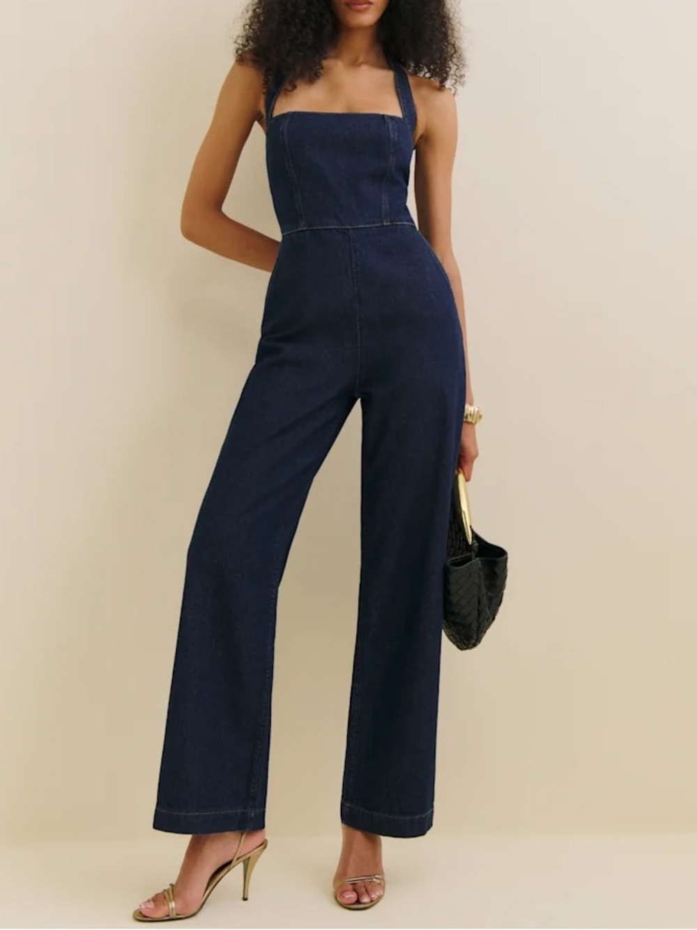 Reformation Women’s Danna Halter Denim Jumpsuit
